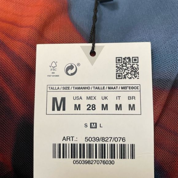 ZARA WOMAN NWT FW22 RED/ NAVY PRINTED TULLE SKIRT MEDIUM 5039/827 017/009 - Picture 8 of 9